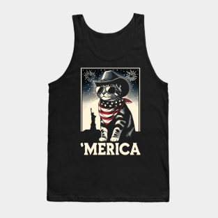 USA Flag Cat 4th of July Funny Patriotic Tank Top